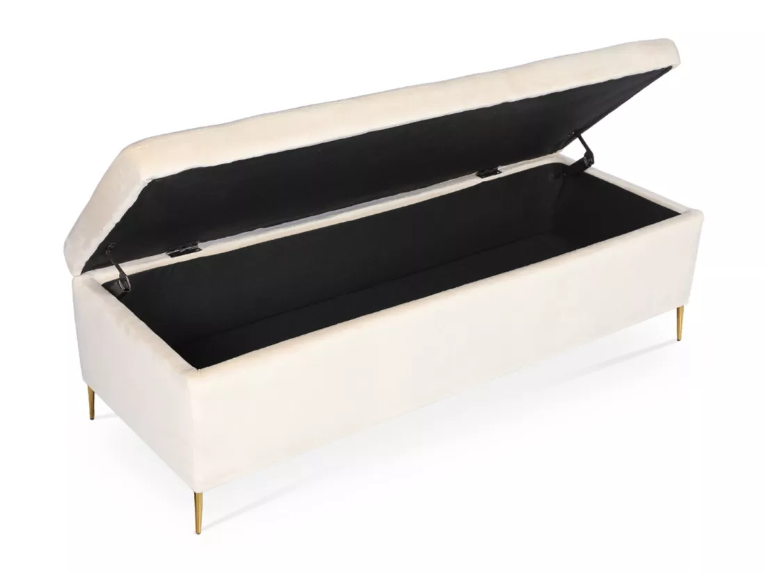 Banquette Coffre Iris velours Beige pieds or