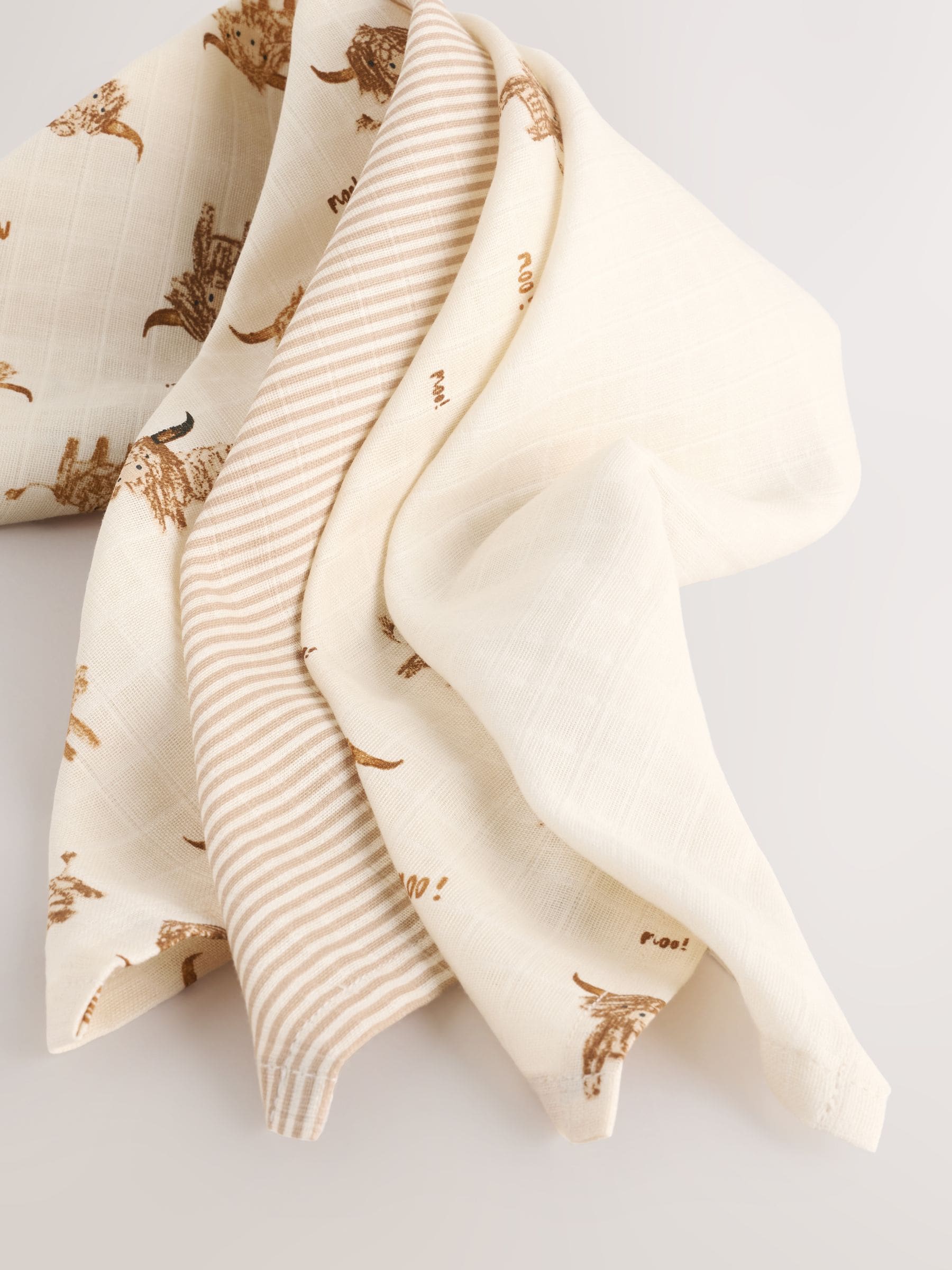 Neutrale Hamish de koe - Set van 4 mousseline babydoekjes