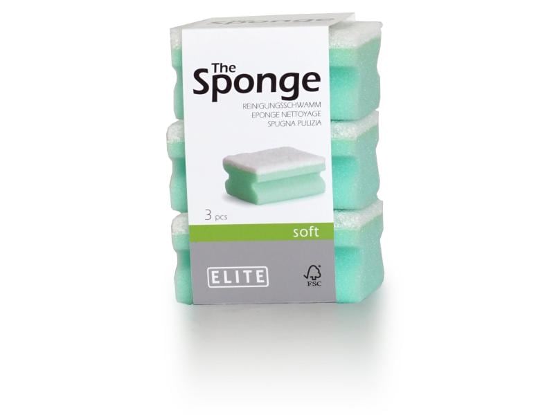Elite Schwamm Soft 3 Stück, Blau/Weiss Reinigungsschwamm Soft