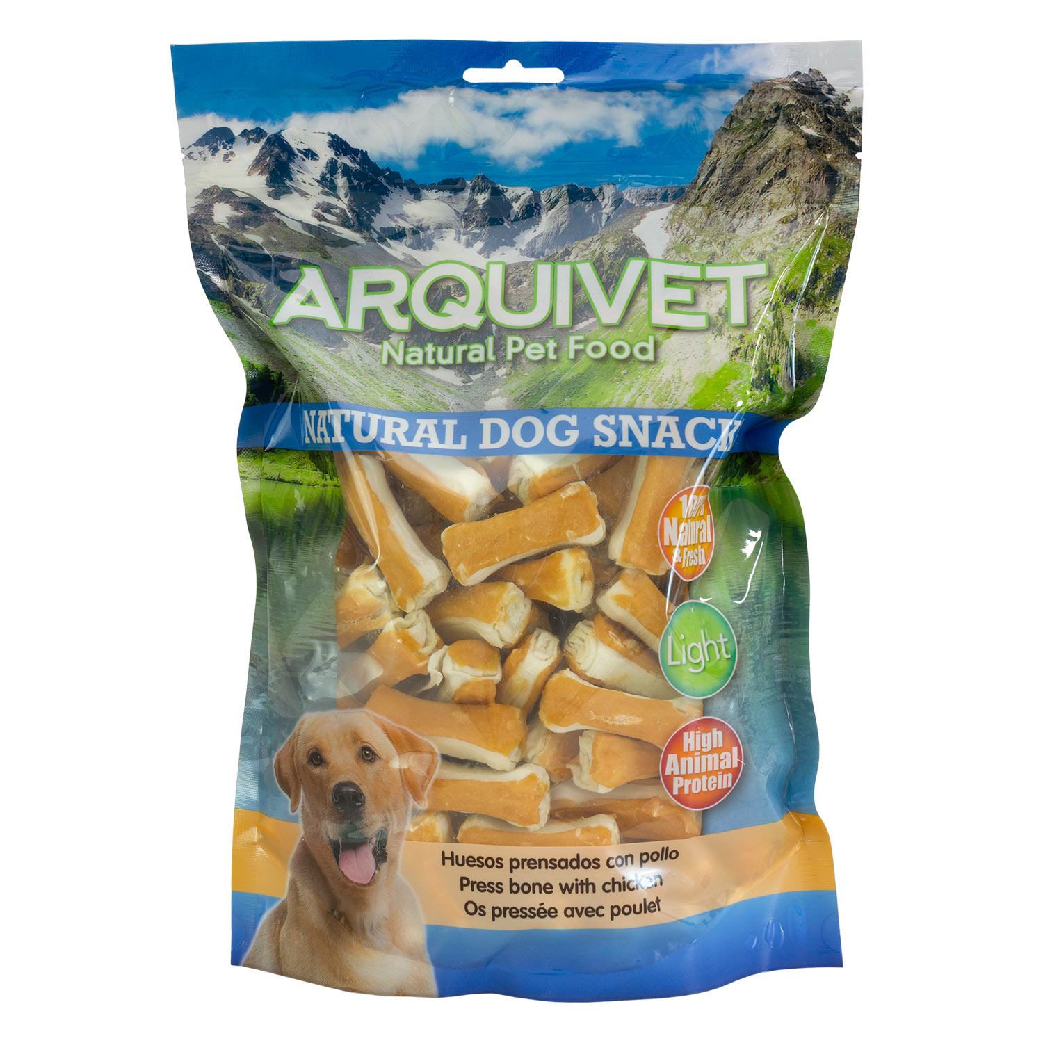 Ossos prensados com frango - 1 kg - Petiscos naturais