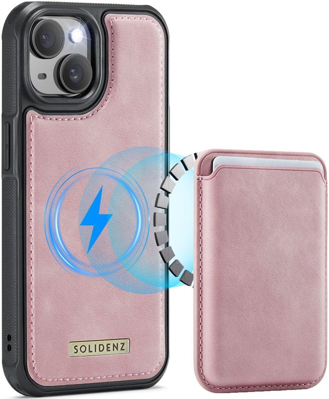 Solidenz MagSafe Wallet Backcover voor iPhone 15 - Roze