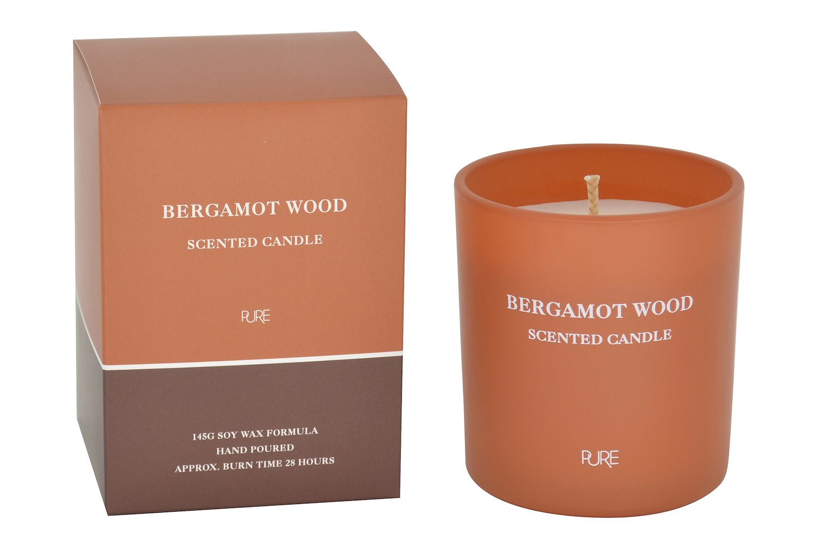 Bergamot Wood duftlys Brun Ø:7,2 H:7,7 cm. Med bomullsveke.