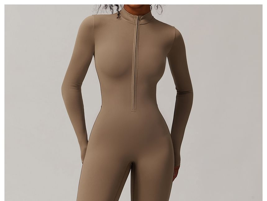 Skinniano - Lange, effen jumpsuit met halve rits