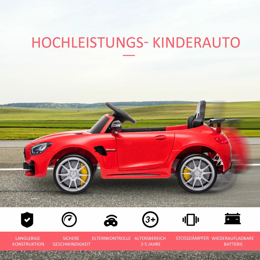 HOMCOM Kinder Elektroauto mit Scheinwerfer rot