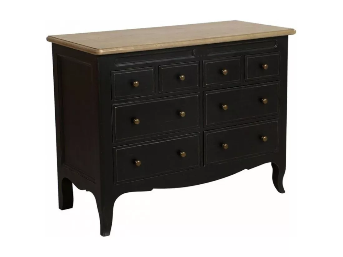 Commode 8 tiroirs Bois Noir - Manoir Interior's