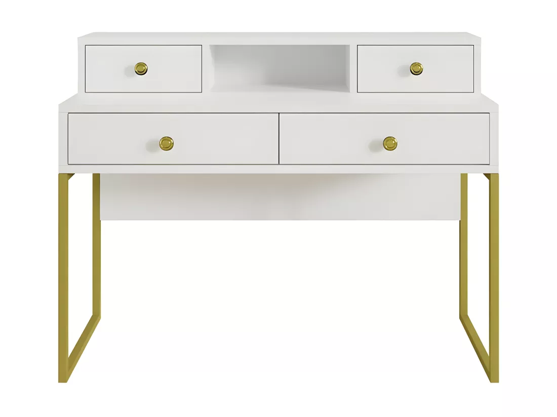 Console bureau design collection DOUGLAS avec quatre tiroirs et une niche, coloris blanc, 120 x 95 x 50 cm