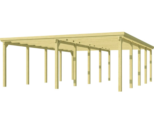 Dubbele carport weka 618 maat 2 zonder dakbedekking 576 x 591 cm drukgeïmpregneerd