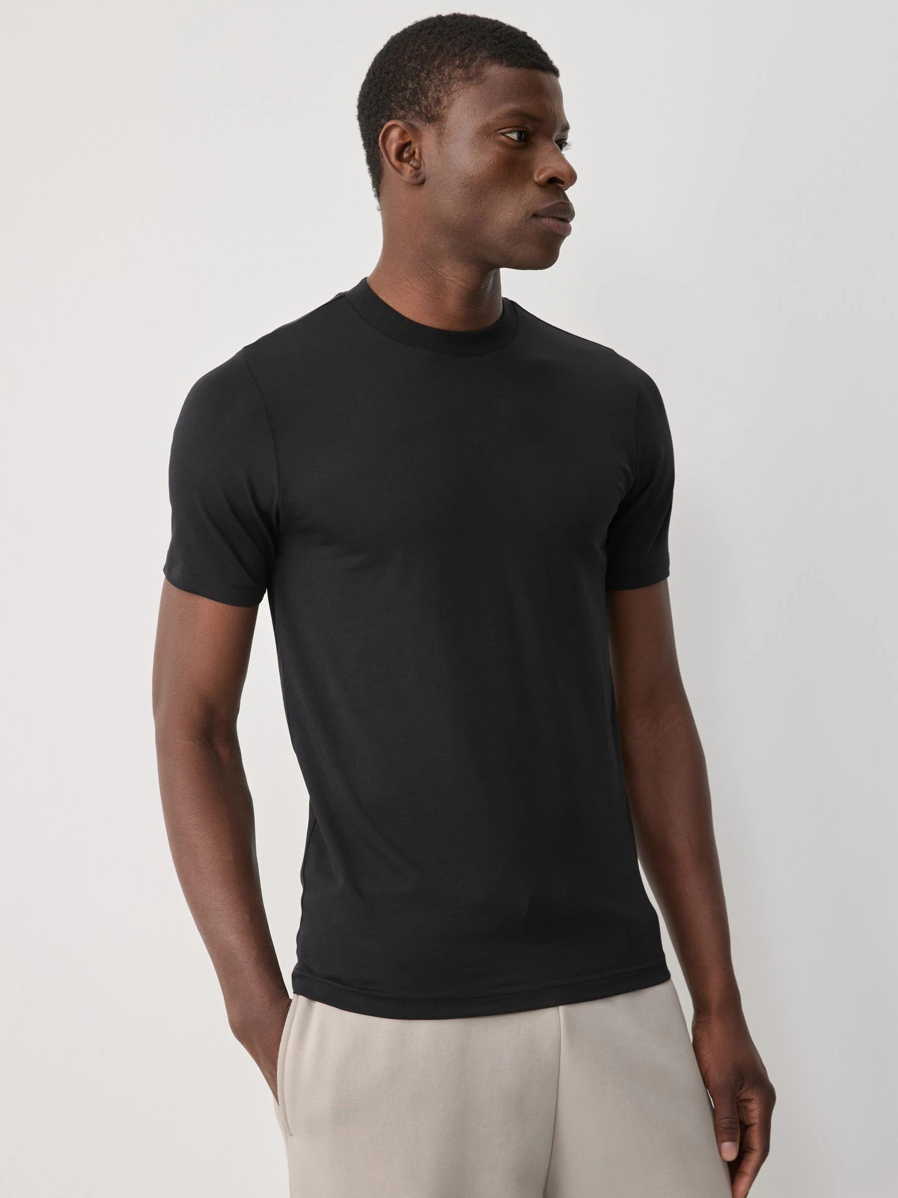 Marineblauw/wit/zwart - Muscle fit essentiële T-shirts 3 set