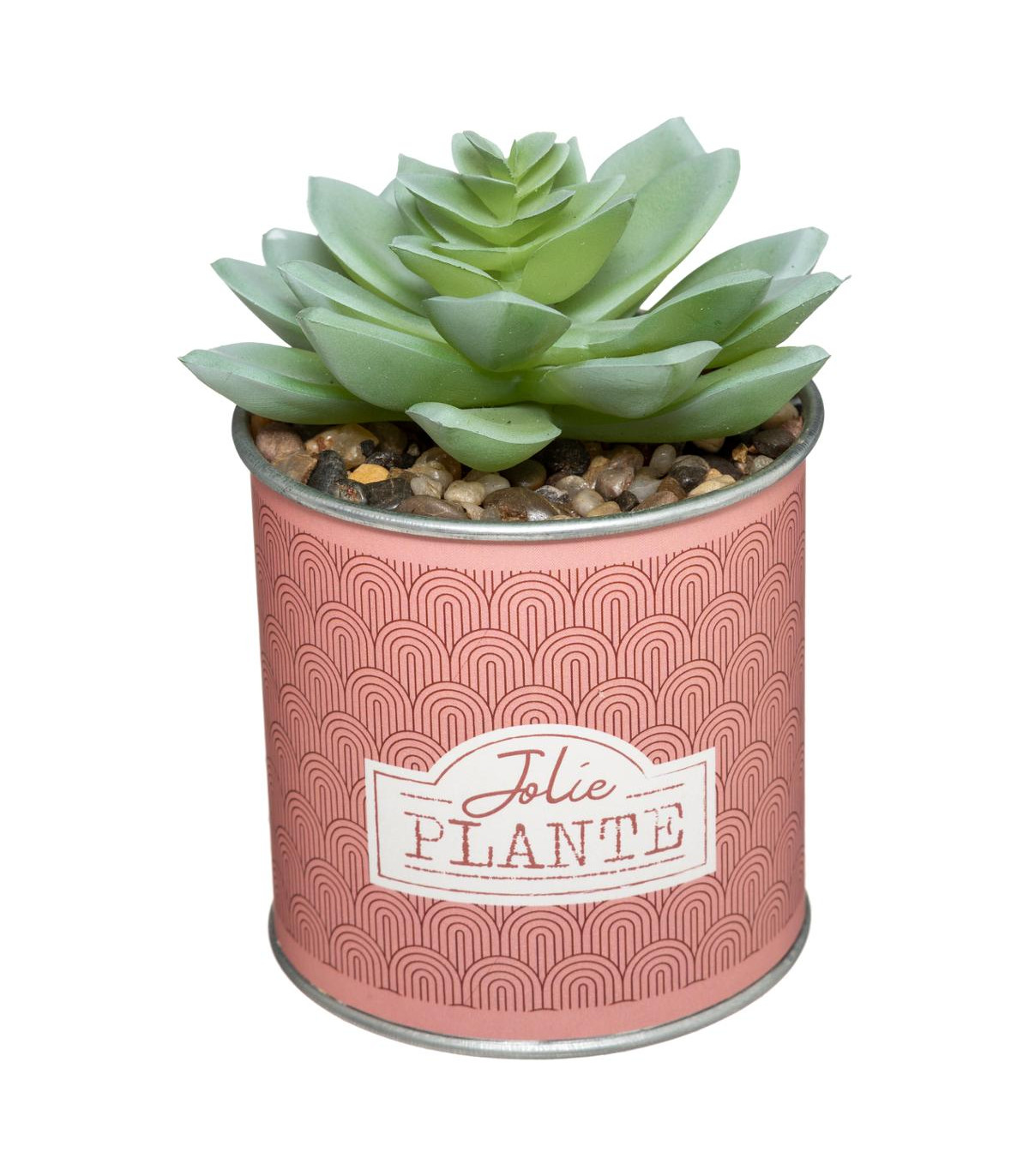 Plante artificielle pot en zinc avec message h 16 cm