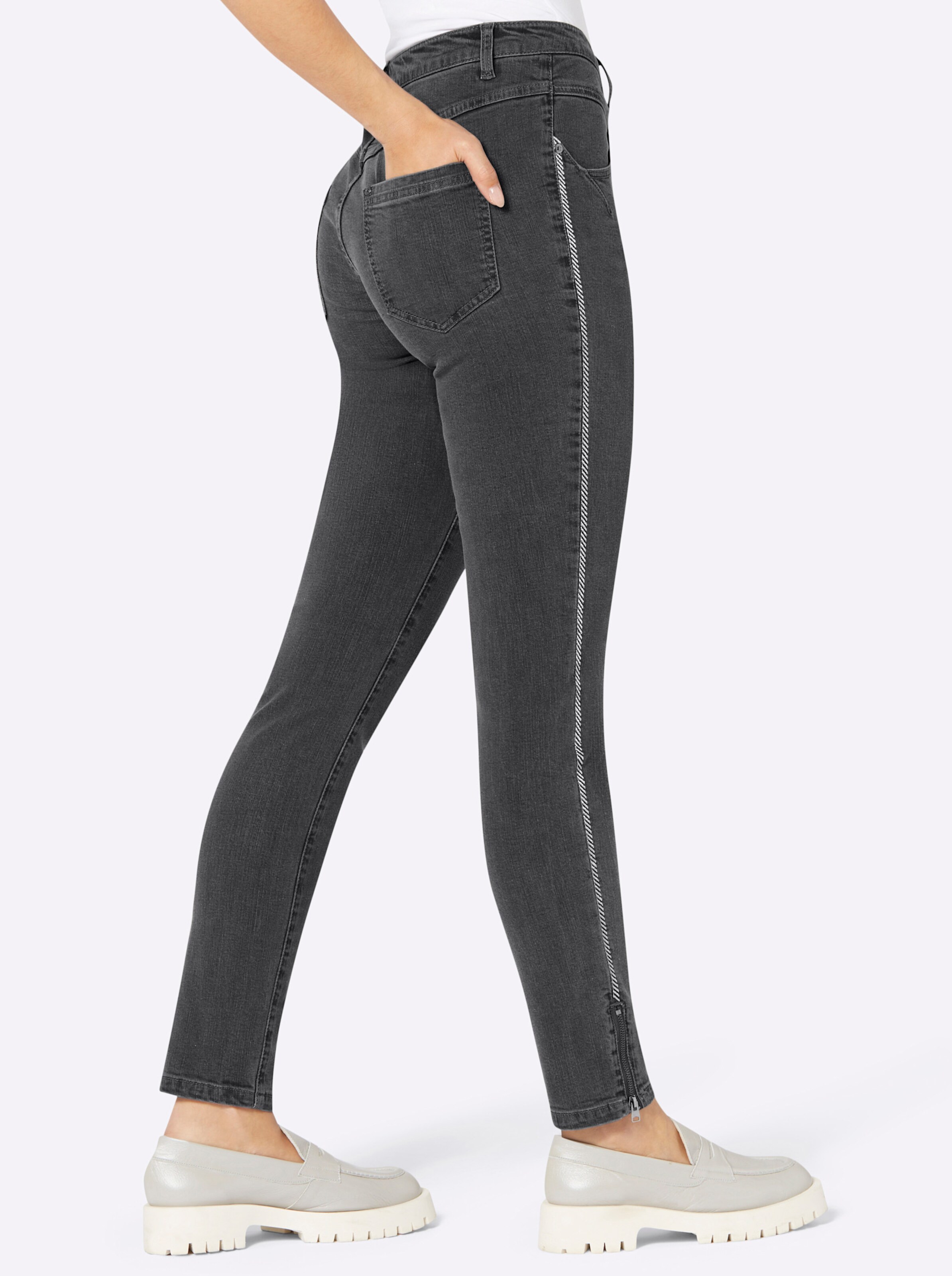 Modal-Baumwoll-Jeans in anthrazit-grey-denim
