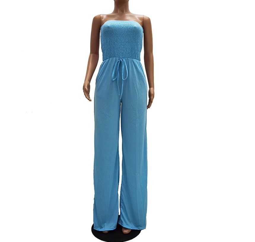 Bolgivy - Strapless jumpsuit met wijde pijpen