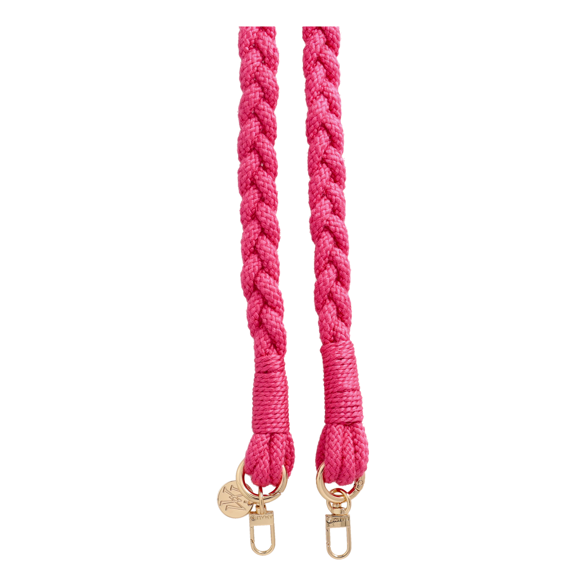 Handgemachte Handykordel Geflochtenes Umhängeband für Handyhüllen Gold - Hot Pink