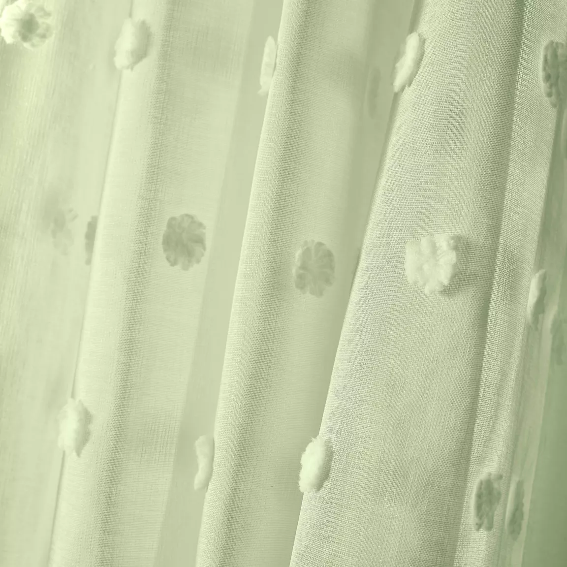 Voilage oeillets pompons (140 x 280 cm) Emie Vert d'eau