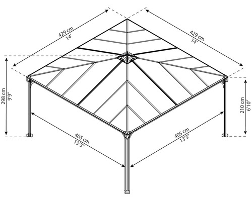 Gazebo Palram – Canopia Palermo 4300 405 x 405 cm antraciet