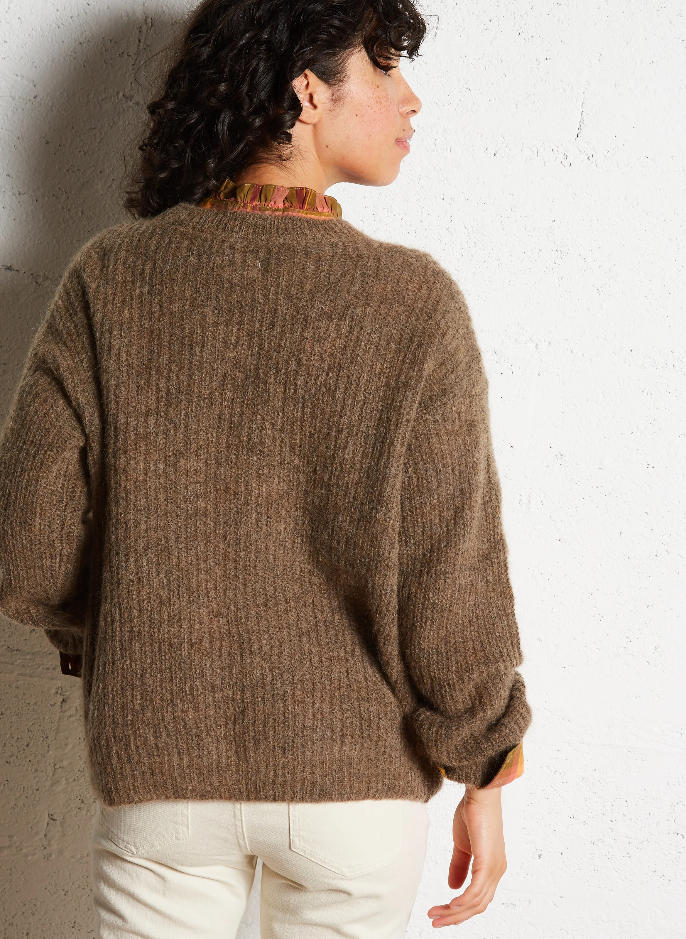 ANOUCHKA - Pull col rond en laine mélangée | Beige
