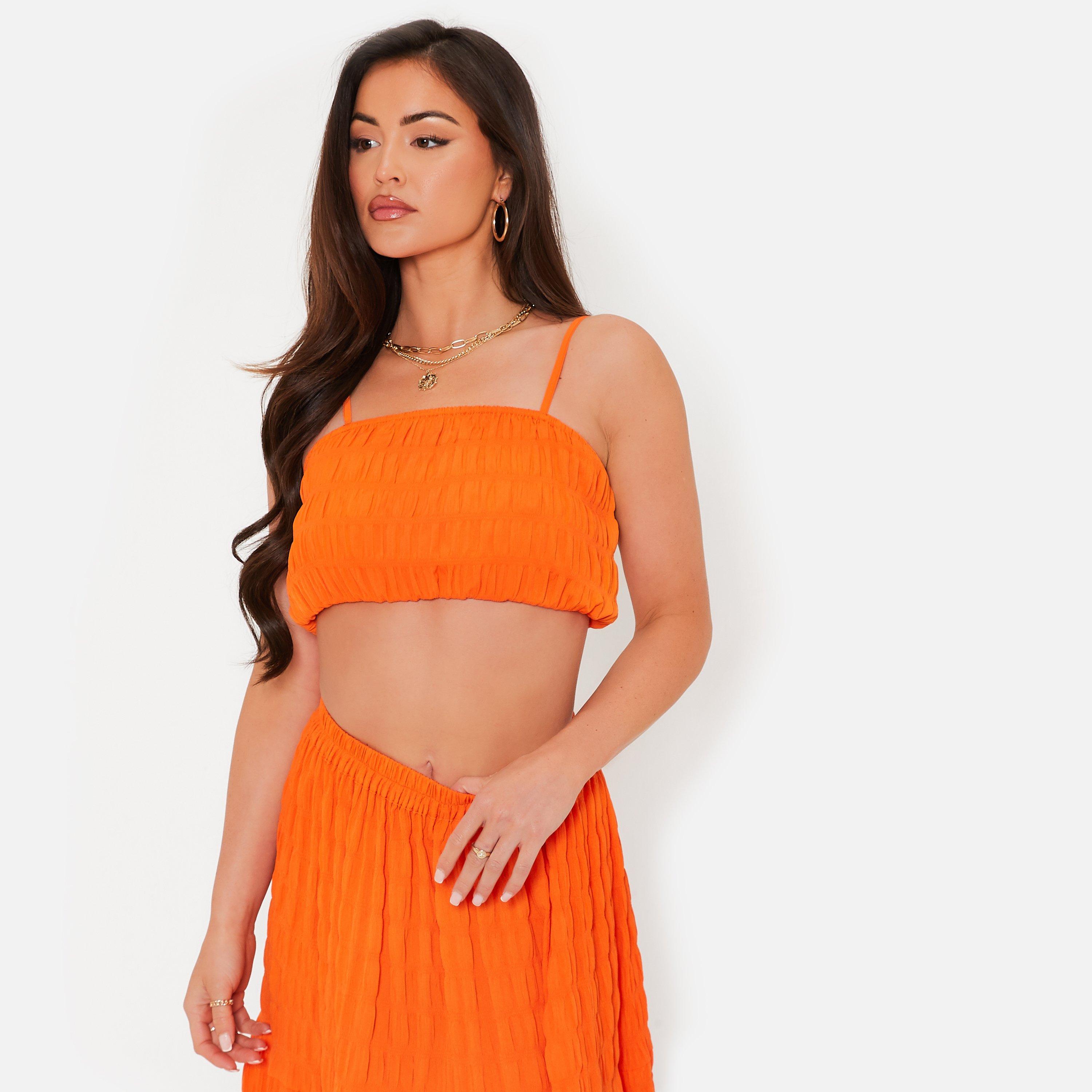 I Saw It First ISAWITFIRST Textured Shirred Cami Crop Top