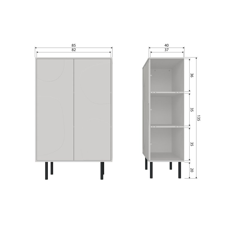 WOOOD Cadiz opbergkast 40x85 Mist