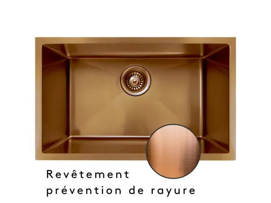 Luisa évier 1 grande cuve seule 76x45 en inox cuivre brossé - Essebagno