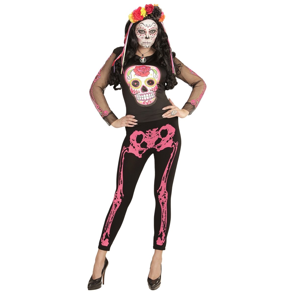 Halloween Legging Roze Skelet