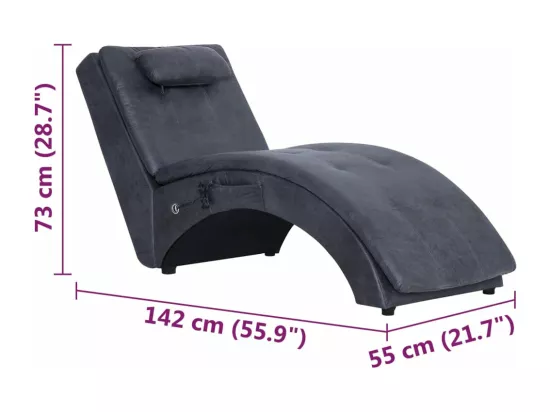 Prolenta Premium - Chaise longue de massage avec oreiller Gris Similicuir daim