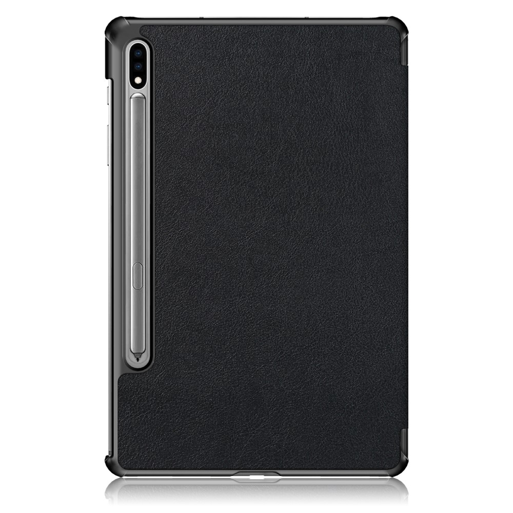 Samsung Galaxy Tab S8  Plus / Tab S7  Plus / Tab S7 FE 5G Leder Tasche Smart Case Hülle   S-Pen Halterung - Schwarz