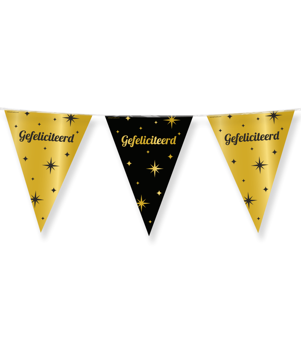 Gefeliciteerd Slinger Goud Zwart 10m