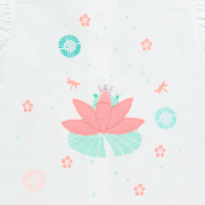 Ensemble avec tunique, boléro uni et legging imprimés fleurs - Corail