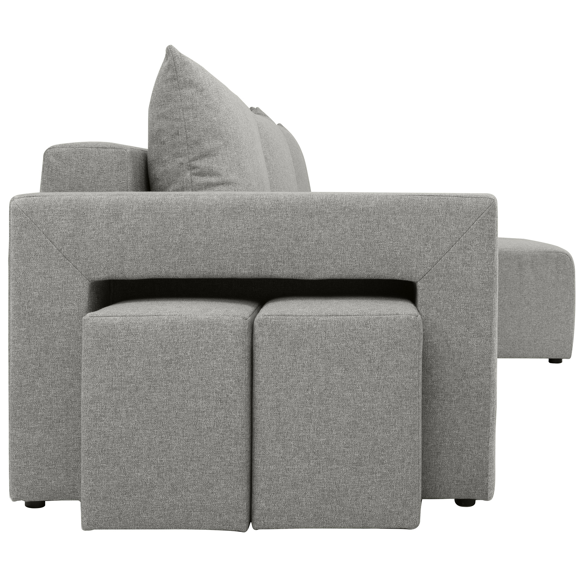 Ecksofa - grey - Liegefunktion und Staukasten
