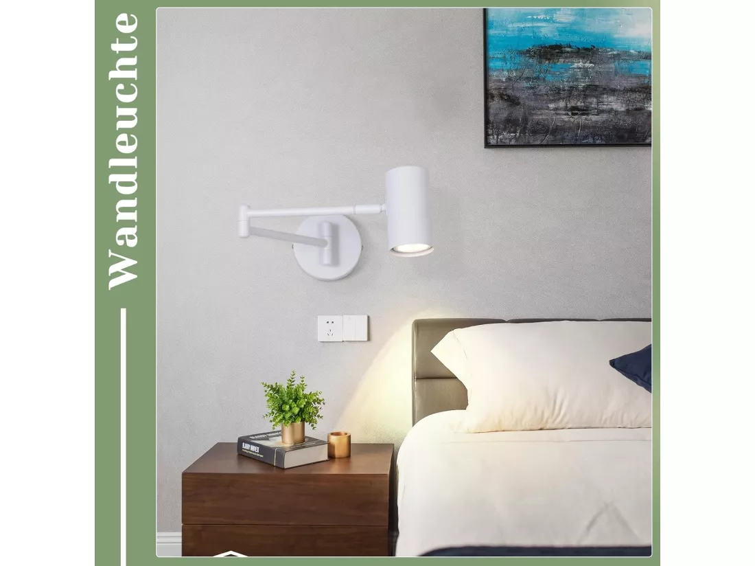 NETTLIFE Applique murale d'intérieur GU10 - lampe de chambre à coucher spot mural appliques murales moderne blanc sans ampoule