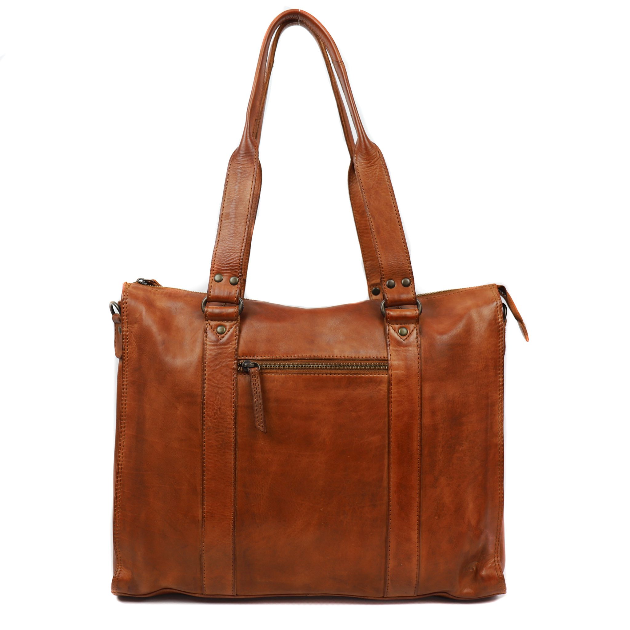 Bear Design Cow Lavato Hand/ Schoudertas 15 inch Mea Cognac CL35221