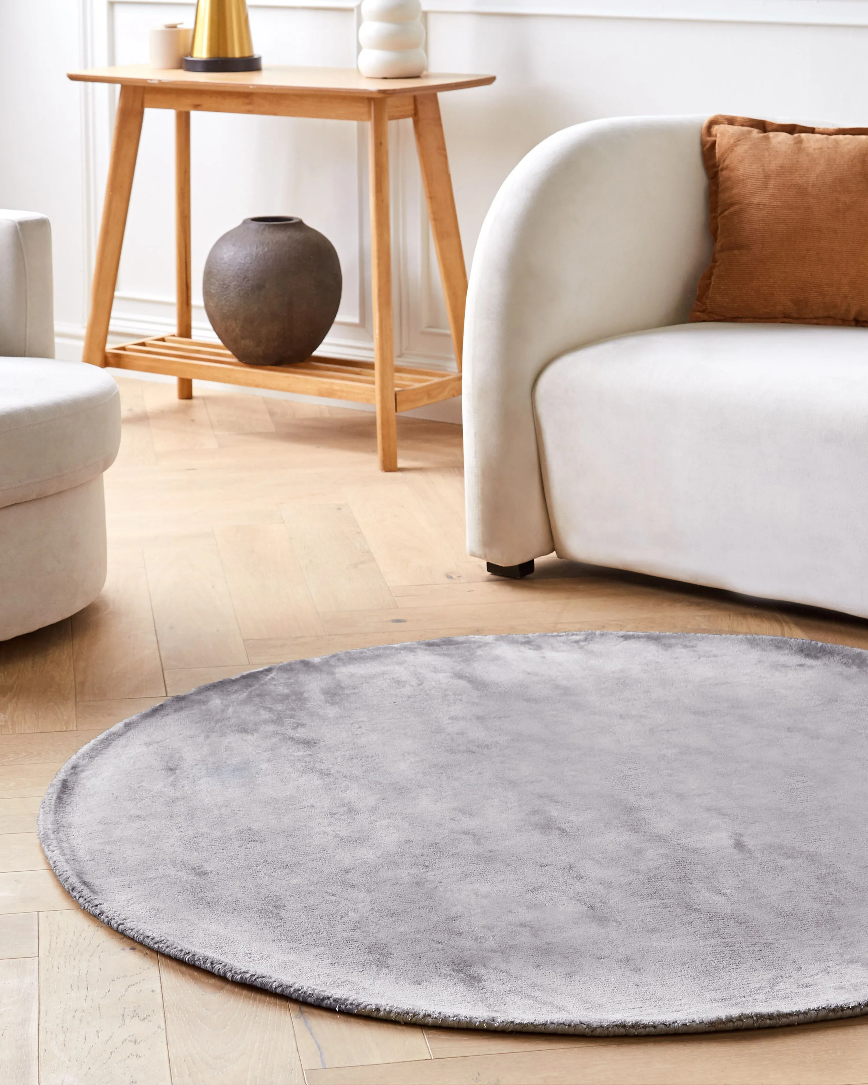 Vloerkleed GESI II Lichtgrijs ø 140 cm Viscose