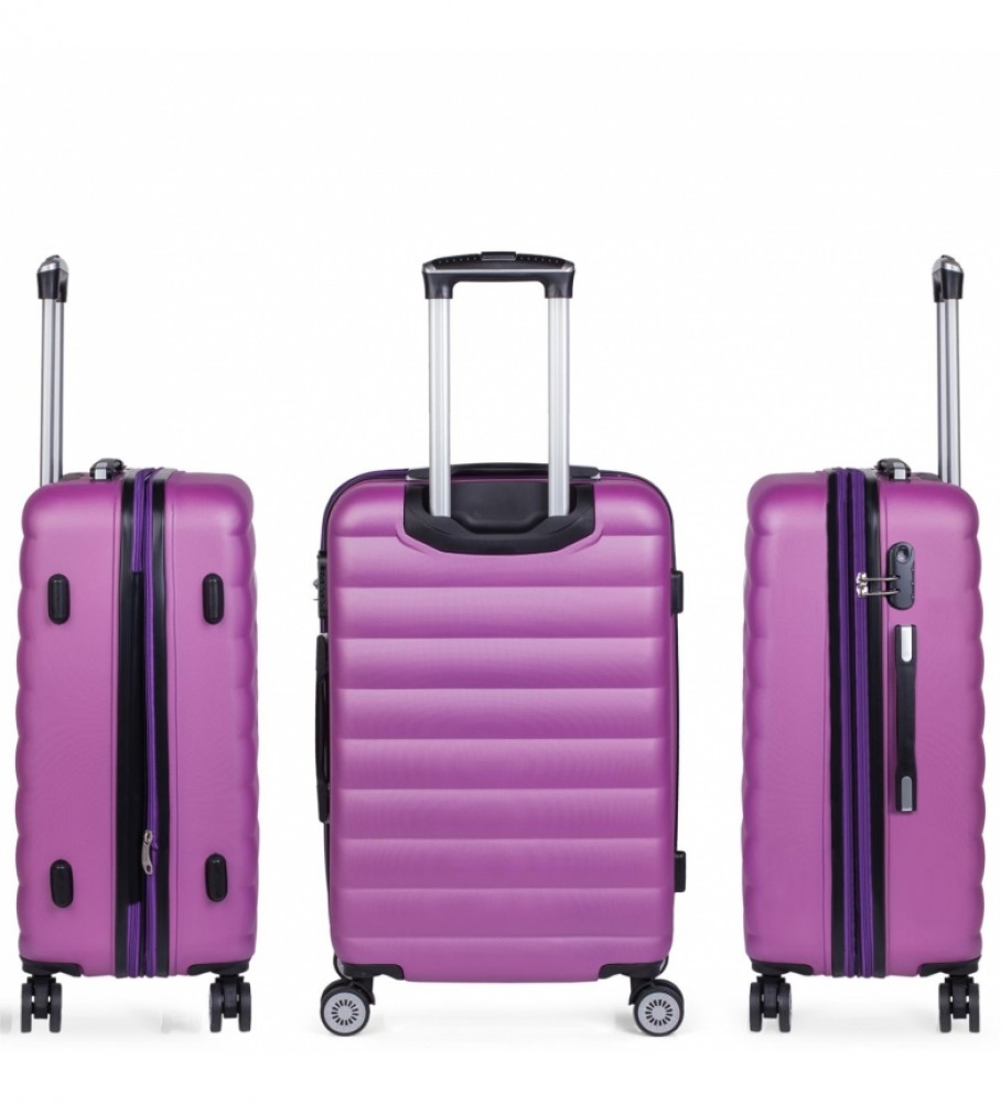 Mala de viagem rígida média com 4 rodas ITACA 71260 roxa - 65 x 42 x 26 cm -