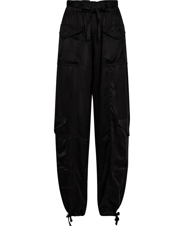 Ganni Washed Satin Pocket Pants Black