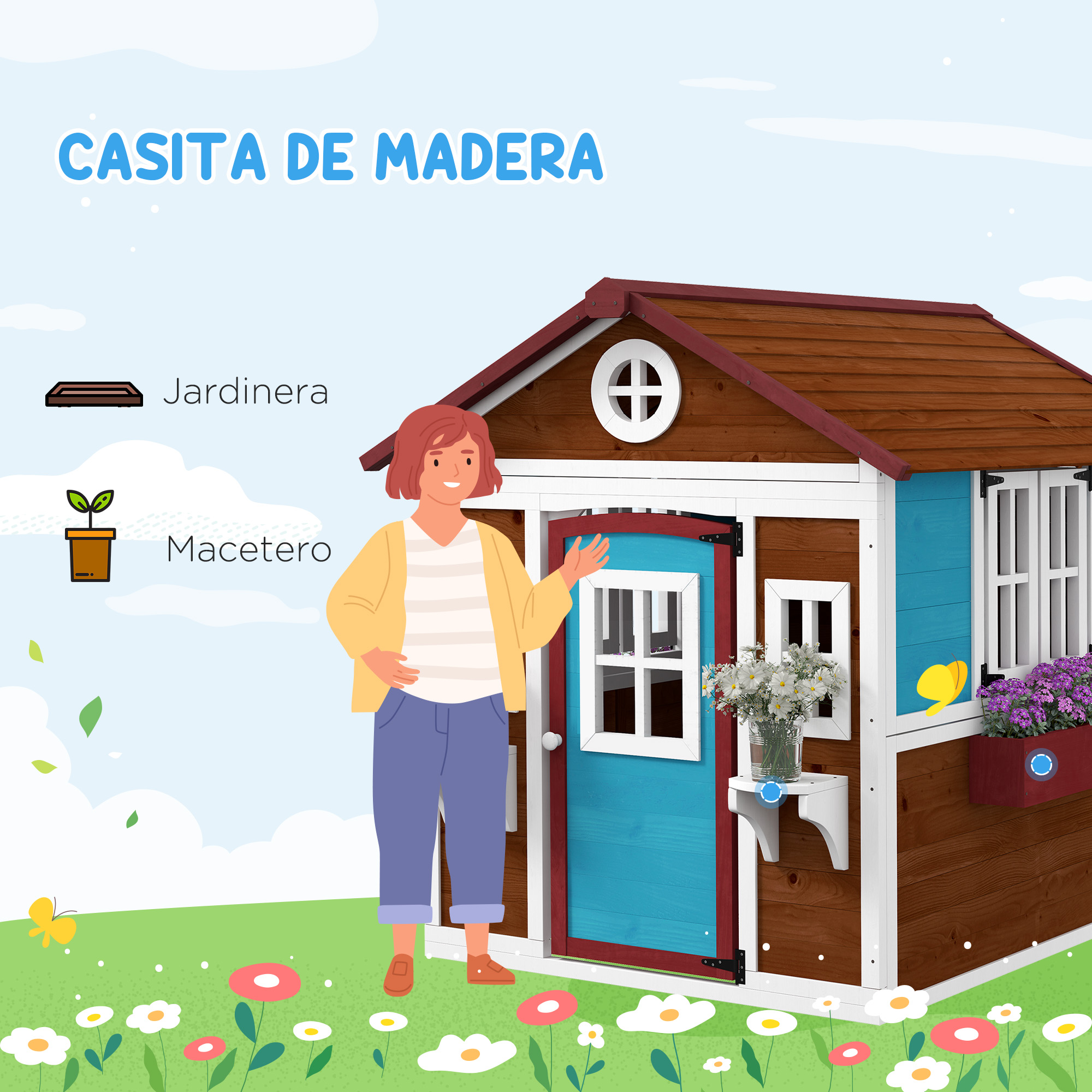 Casa de jardim Outsunny marrom escuro