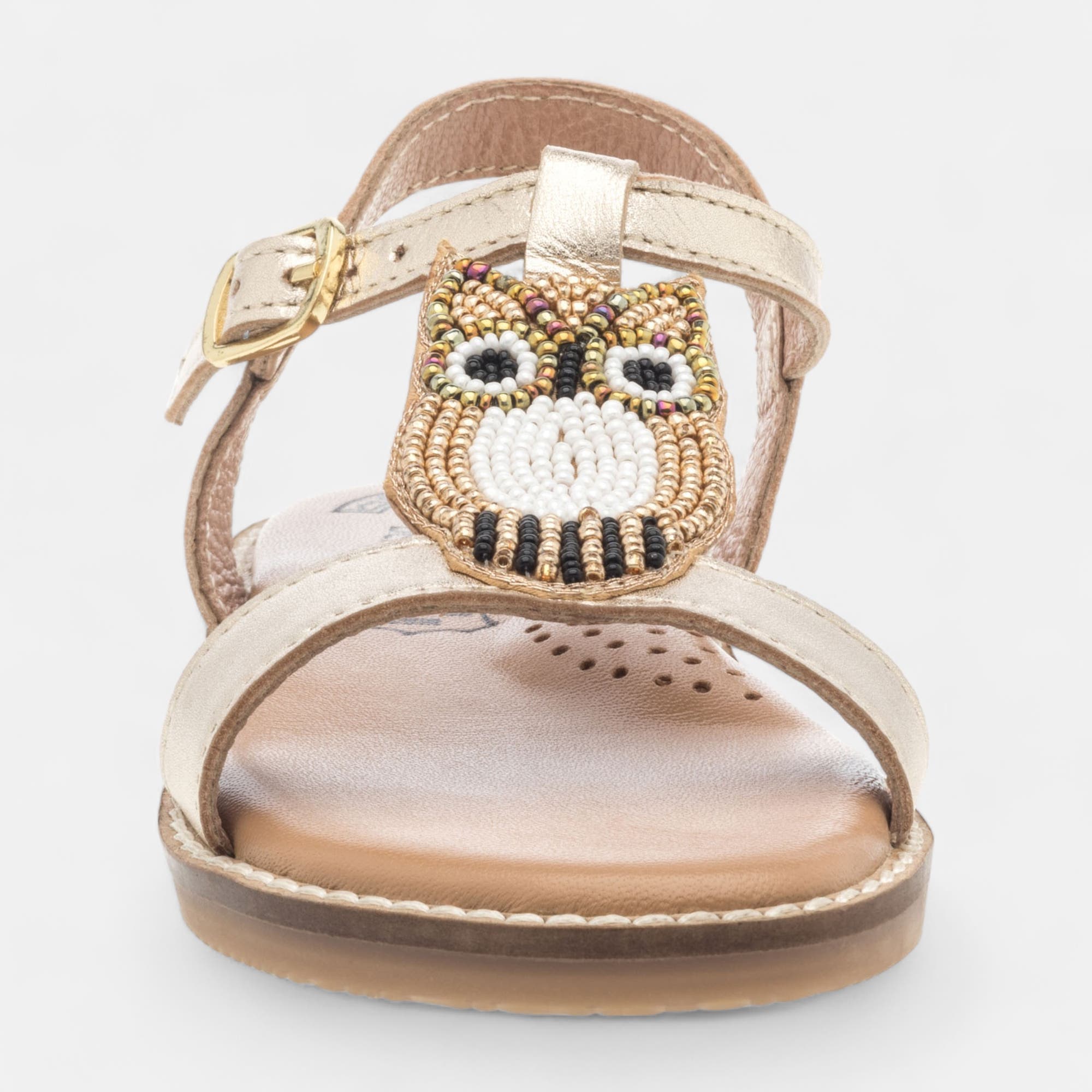 Nu-pieds Fille en cuir or