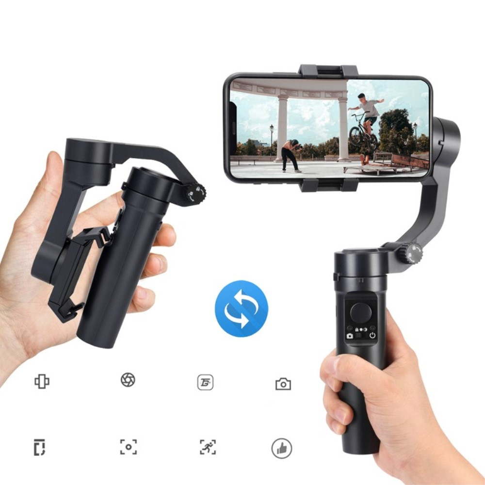 Gimbal 3-Achsen Stabilisator Stativ Halterung 285° Schwenkbar mit Tripod Stativ für Smartphone   App Steuerung / Gesichtsverfolgung - Schwarz