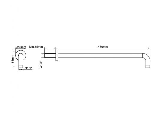 Mueller Cobre douchearm wandbevestiging 45cm geborsteld koper