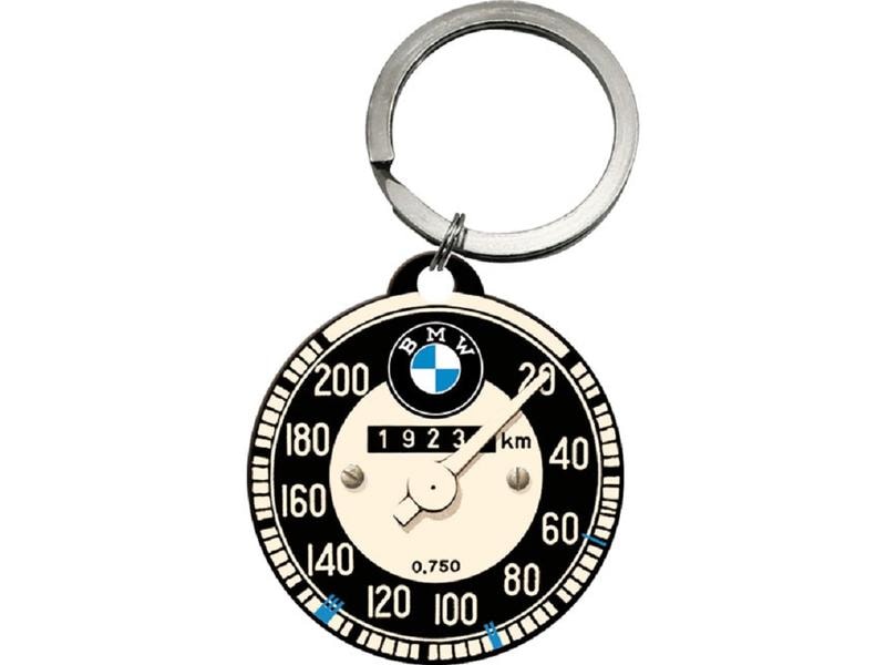 Nostalgic Art Schlüsselanhänger BMW Ø 4 cm, Schwarz/Weiss Anhänger mit BMW Tachometer