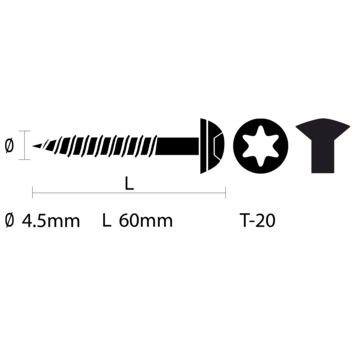 GAMMA afdichtschroef 4,5x60 mm inox 25 stuks