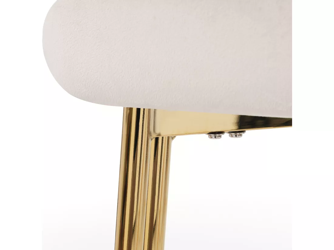 Lot de 4 Chaises en velours - avec pieds en métal doré - Beige