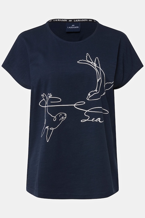 T-Shirt, Robben Print, Rundhals, Halbarm, OEKO-TEX Made in Green