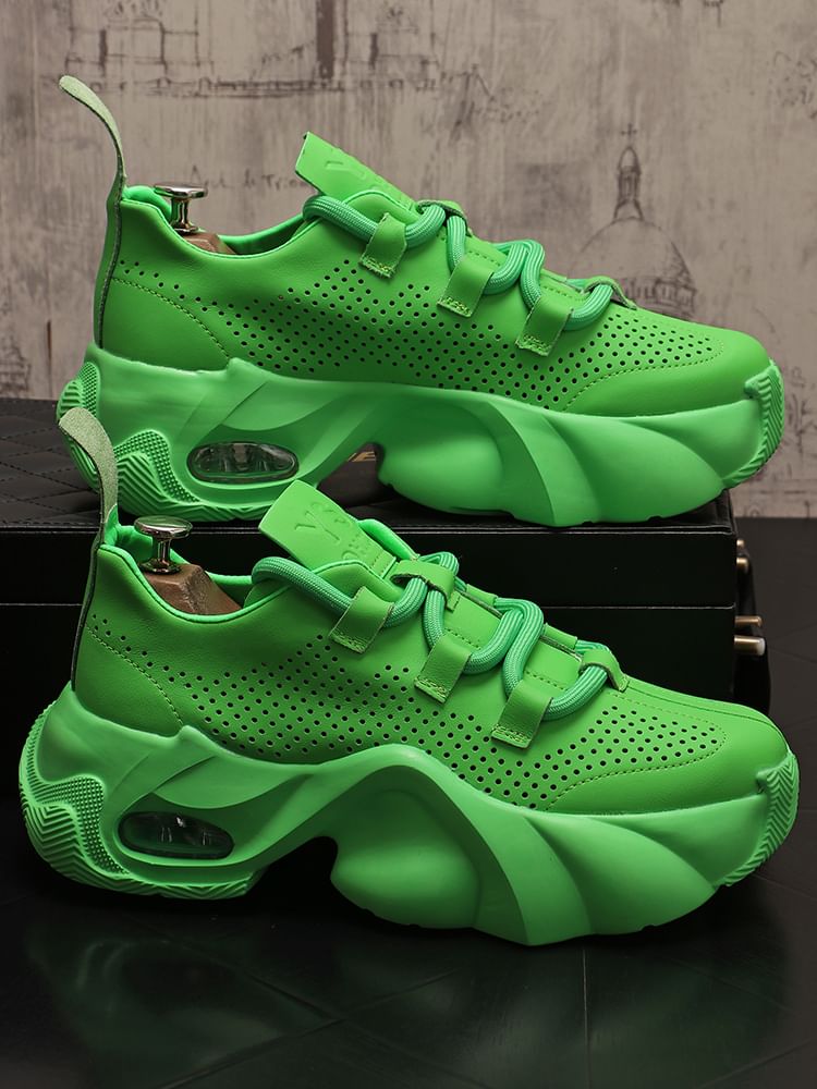 Mr Ozera - Platform Plain Lace Up Sneakers
