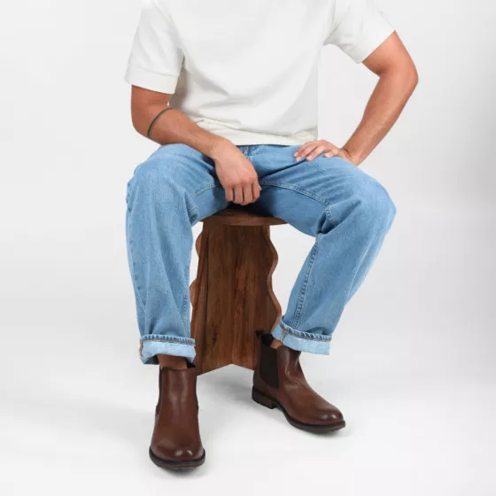 Bottines COGNAC DENIM SIDE