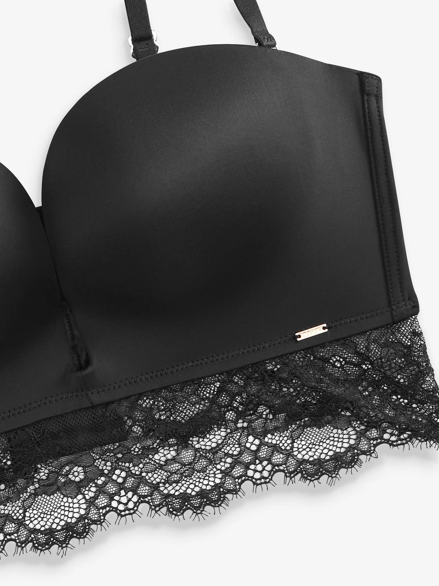 Zwart - Lipsy laag uitgesneden strapless-beha van kant