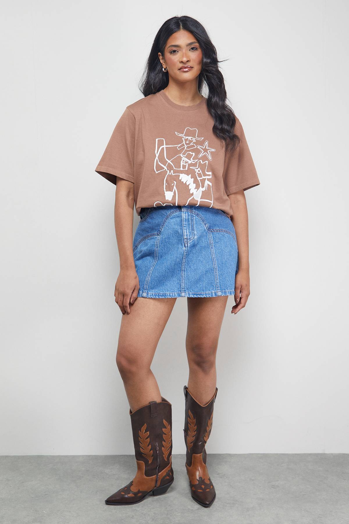 Warehouse Mini-jupe en Denim Tony Two Tone