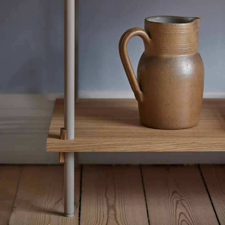 Moebe - Shelving System Low Double, Eiche geölt / warm grey