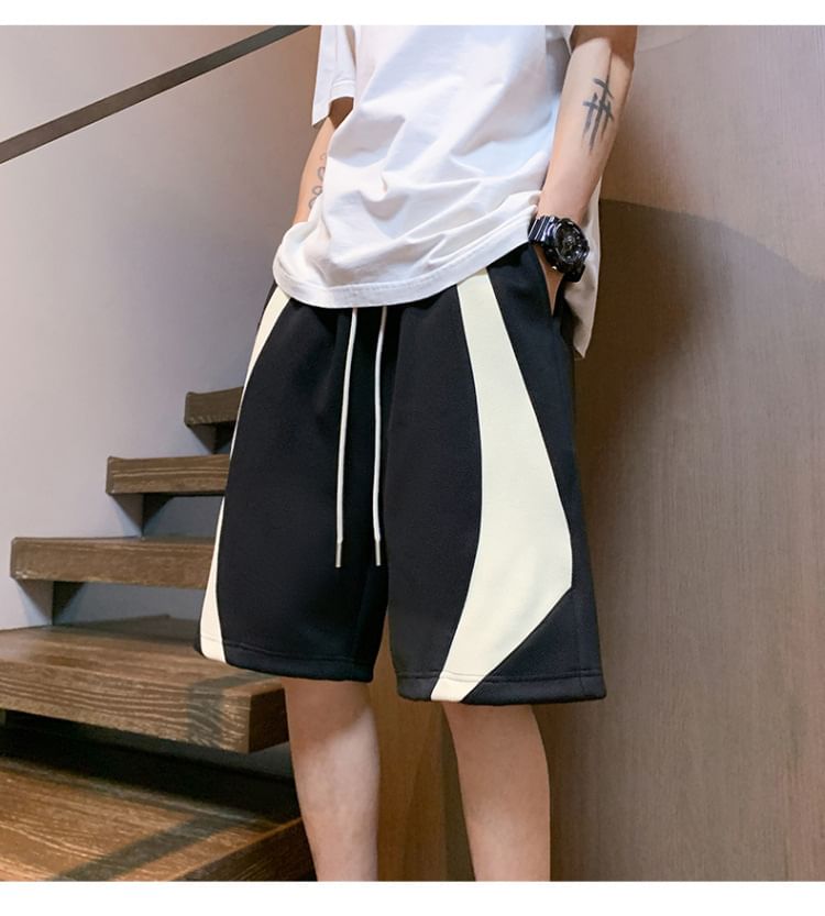 Stone Leo - Tweekleurige shorts met trekkoordtaille