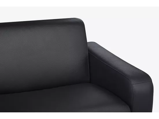 Canapé 3 places convertible express en cuir noir matelas 13 cm BEVIS