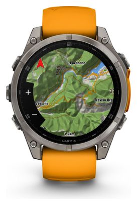 Montre GPS Garmin Fénix 8 AMOLED - 47 mm Sapphire Titane avec Bracelet en Silicone Orange Graphite