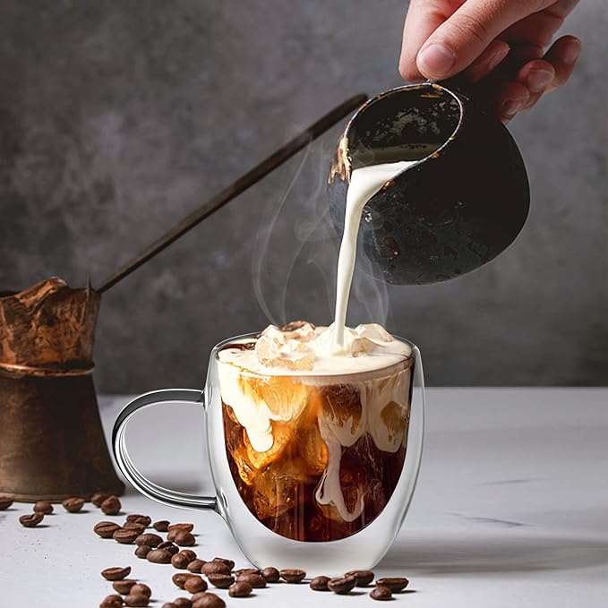 (250ml) Doppelwandiges Cappuccino Glas Kaffee Cup Tee Tasse - Transparent